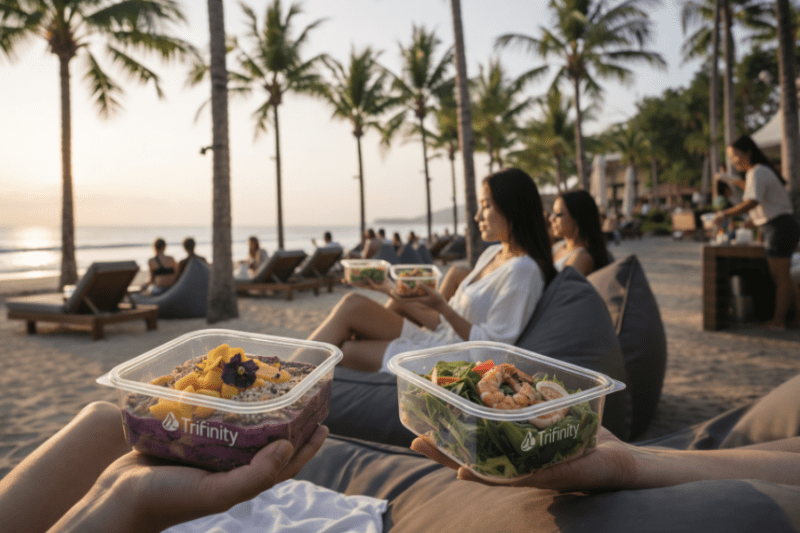 Liburan di Bali jadi lebih bermakna dengan gaya hidup minim sampah! 🌴🌊 Pakai wadah Trifinity yang kokoh dan bisa dipakai ulang berkali-kali. Cocok banget buat kamu yang peduli lingkungan tapi tetap mau tampil estetik di Beach Club.